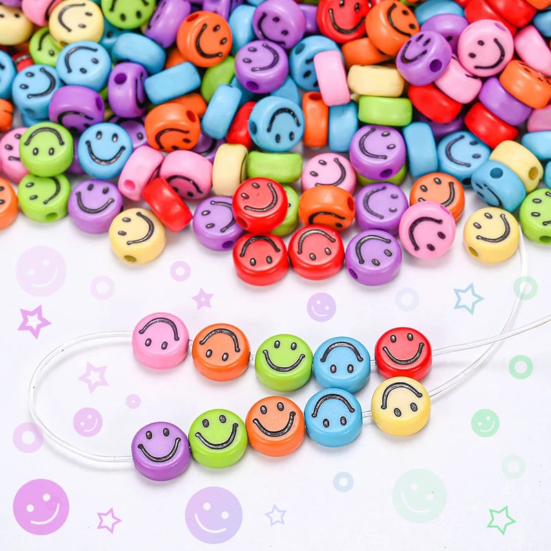 KLAJA 650 Pcs of Smiley Face Beads, 7x4 mm, Big Pack | Mixed Colorful Beads, Happy Face Bead's for DIY Jewelry Bracelet Earring Necklace Craft Making Supplies - Image 3